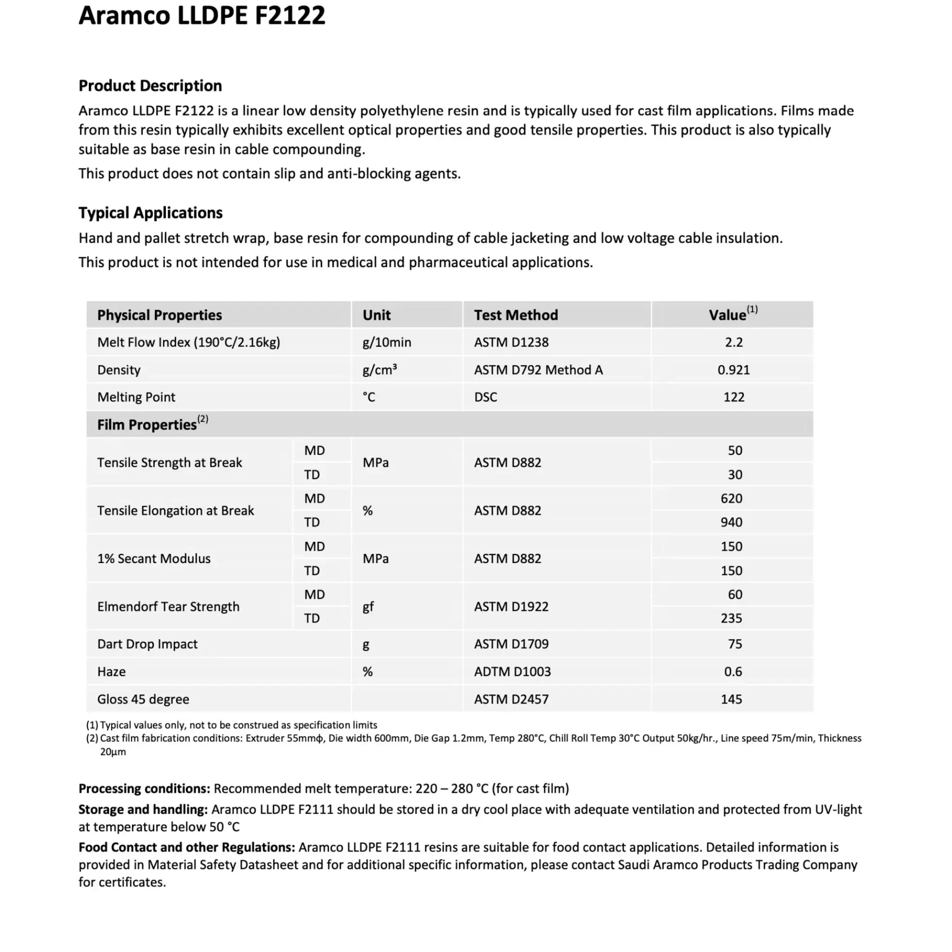LLDPE F2122 specs globexvn